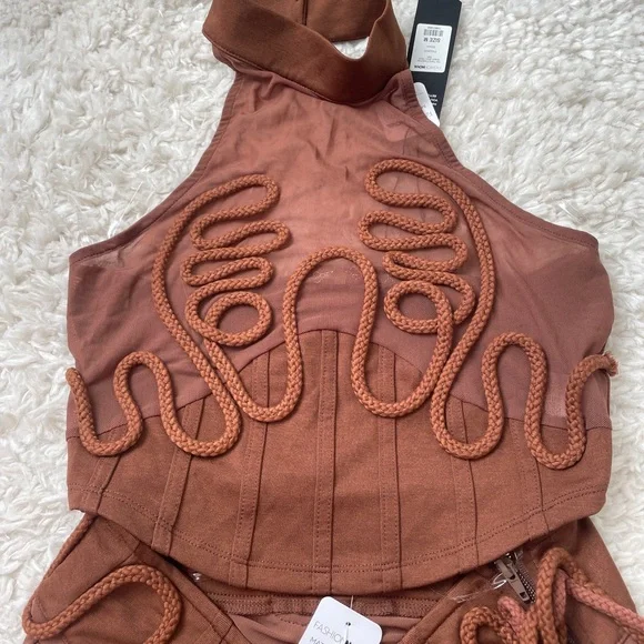 Fashion Nova Brown Mini Skirt Set - Picture 9 of 14